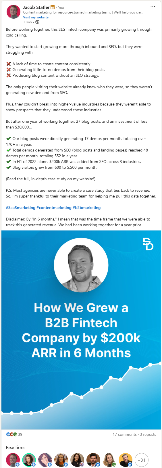 case study linkedin post