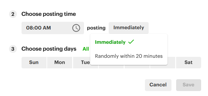 choose a time when creating a post time