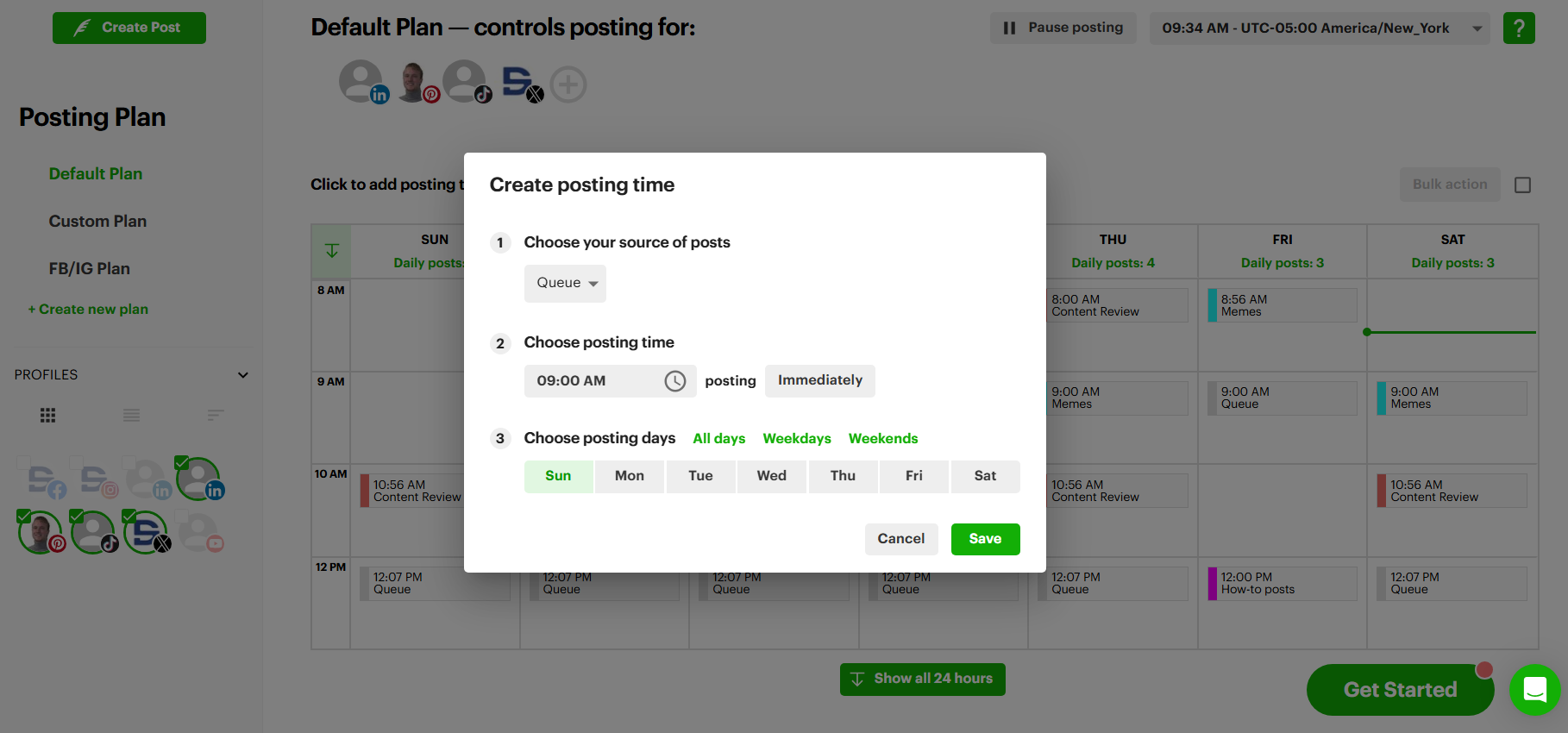 choose posting time post planner