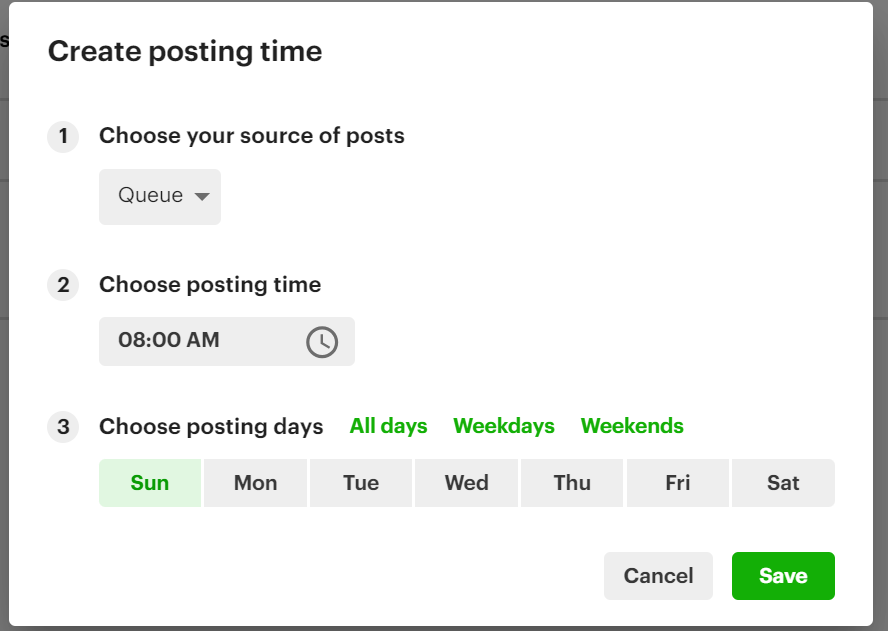 create a posting time