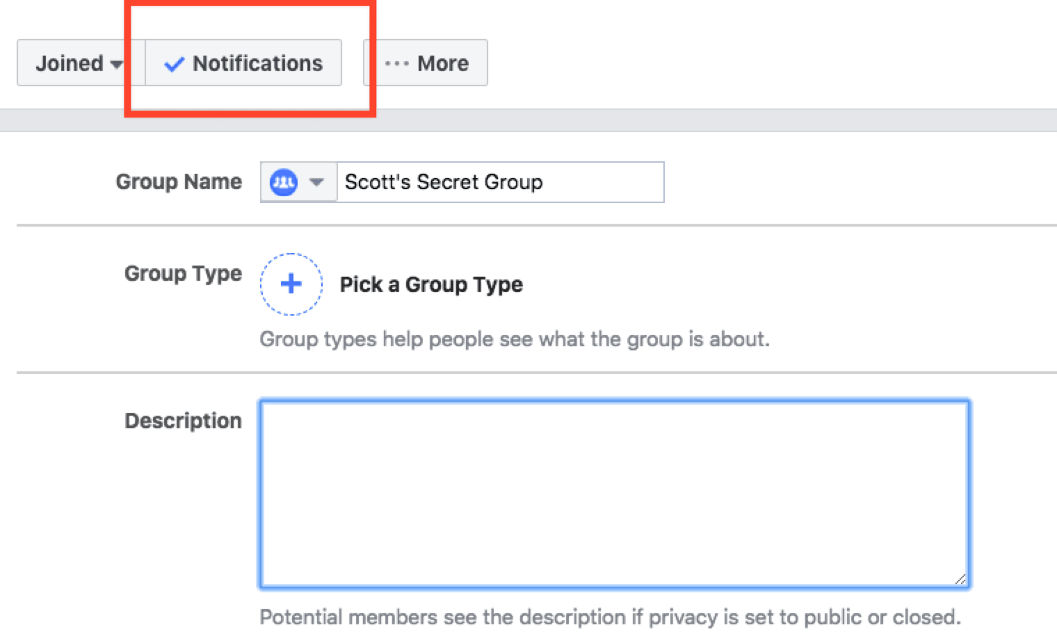 Setting up facebook groups with privacy restrictions