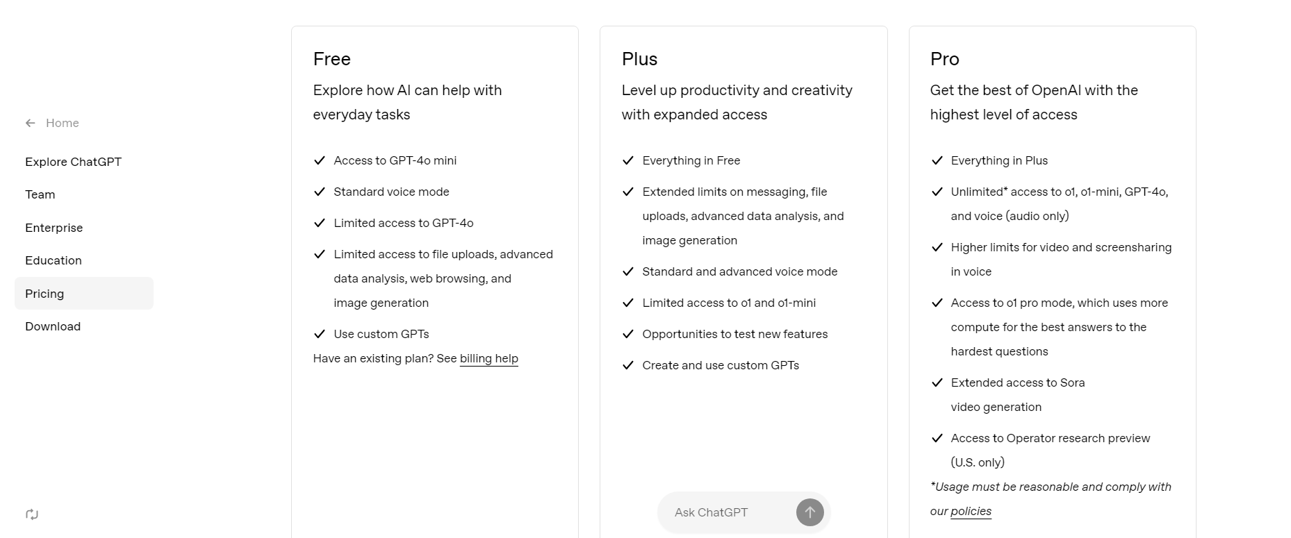 ChatGPT Pricing