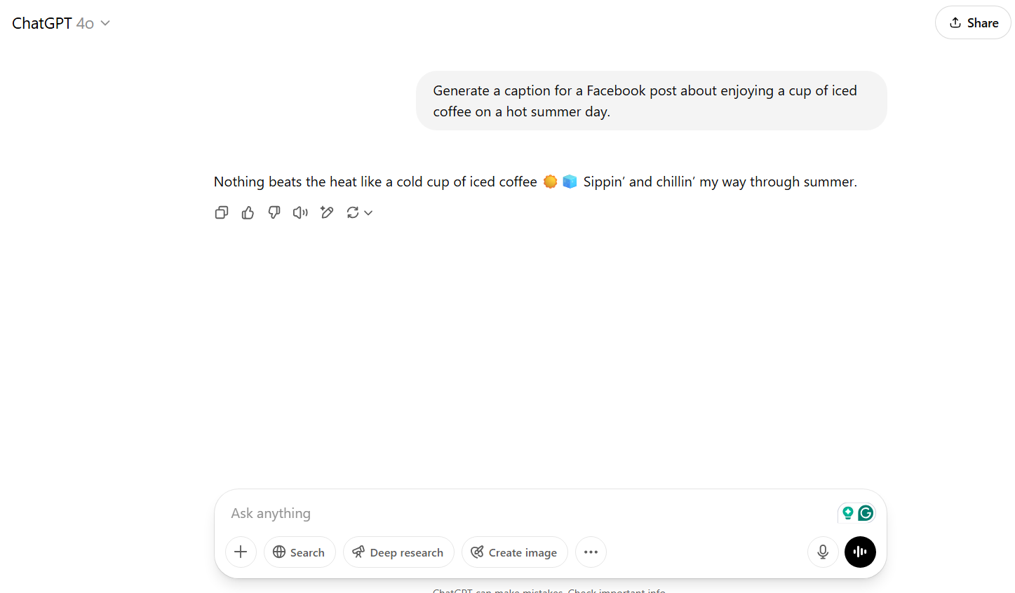 Generate captions and text posts