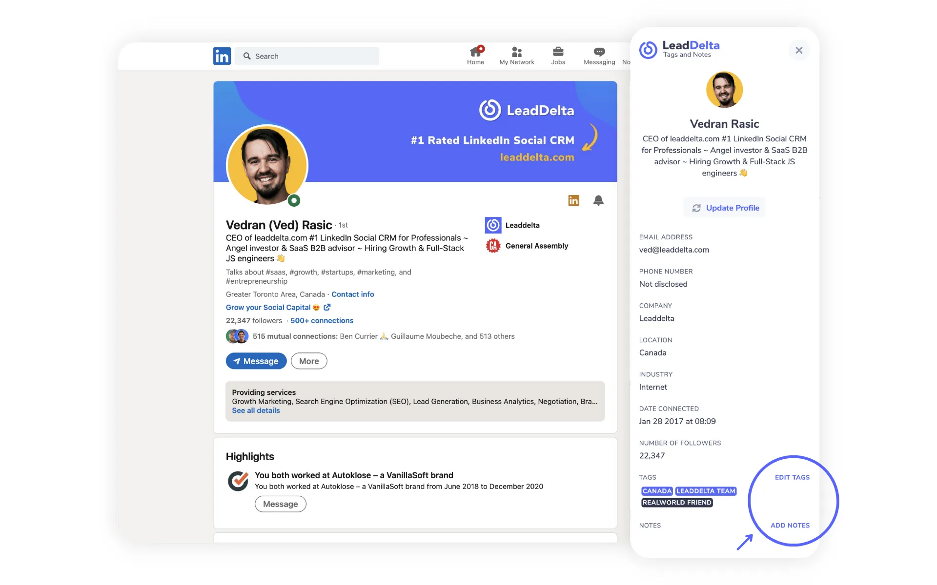 LinkedIn sidebar
