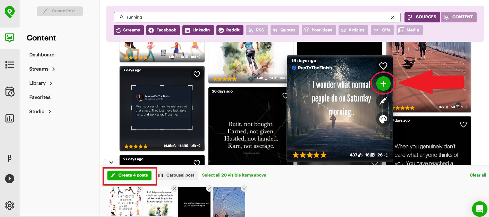Add the content you want to post. And keep adding content until you're done!