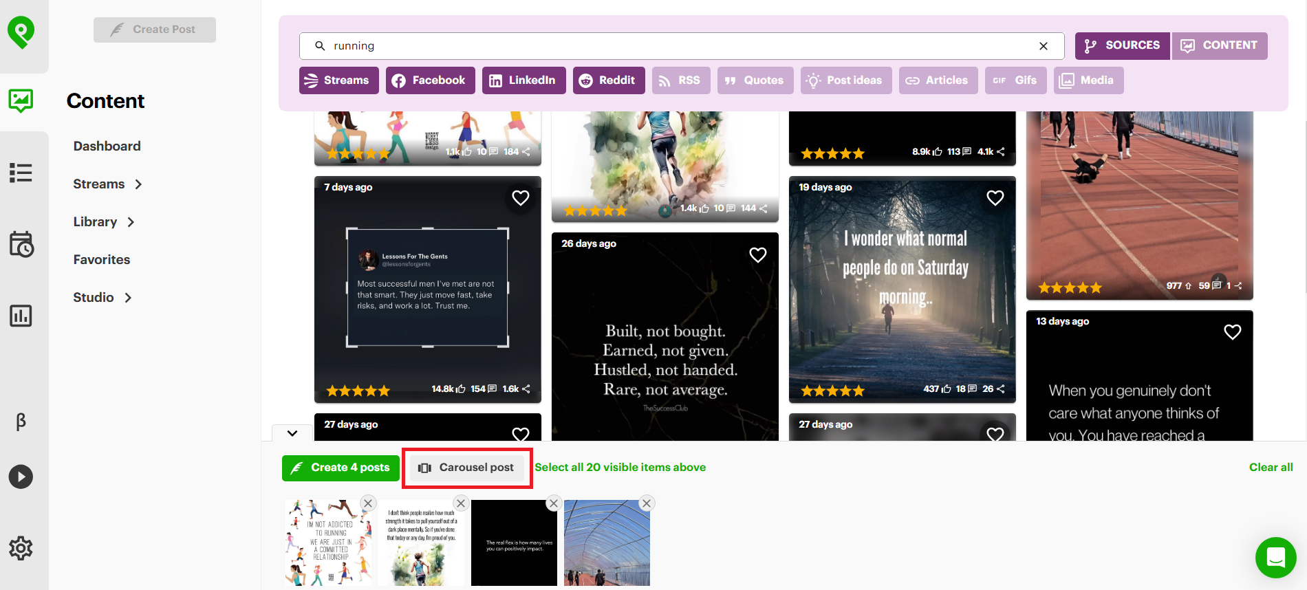 Create and schedule carousel posts