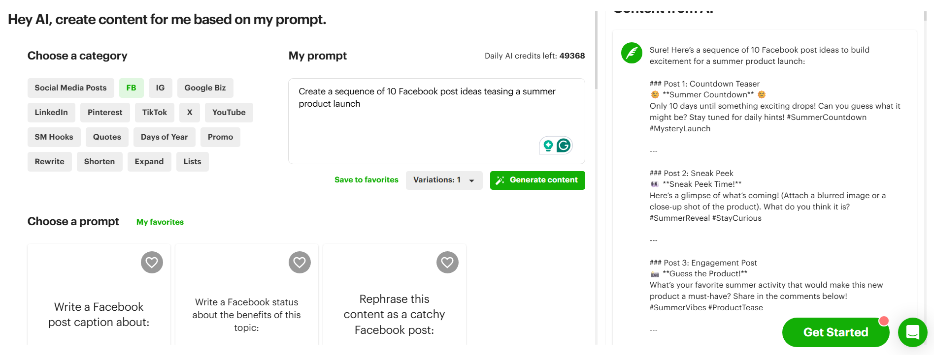 Generate captions and text posts