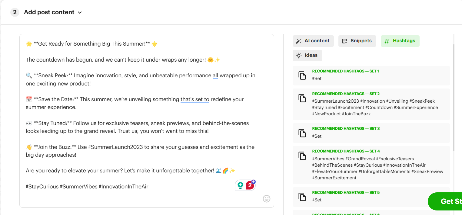 Generate hashtags