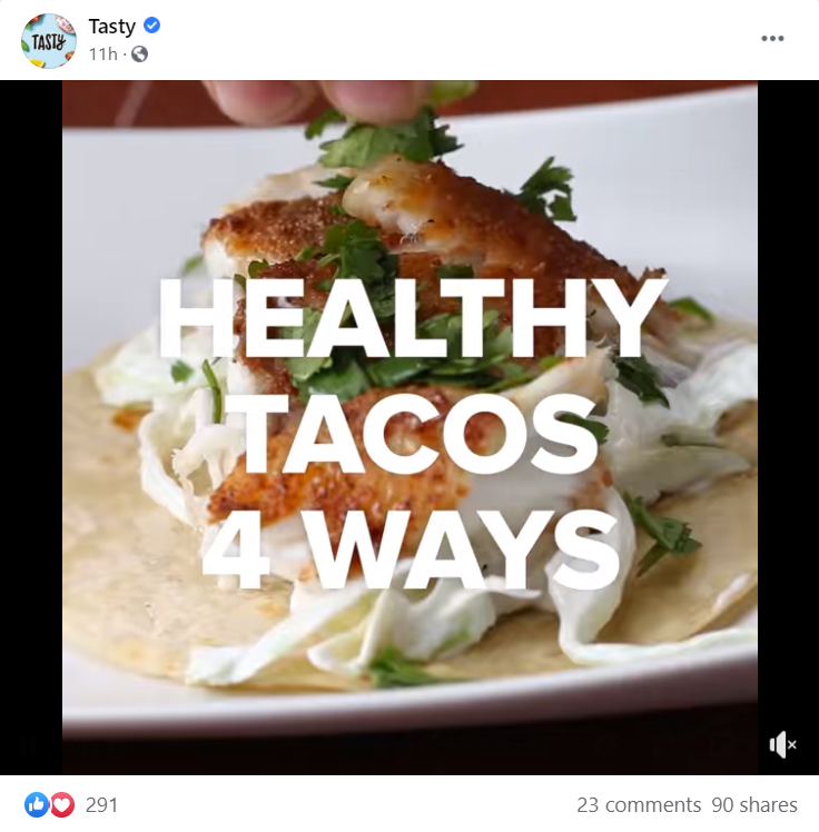 tasty social media content