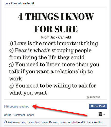 Organic Facebook reach: example 5