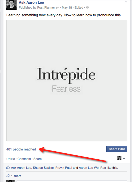 Organic Facebook reach: example 7