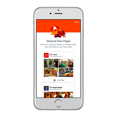 Facebook update - discover Pages to follow (graphic)