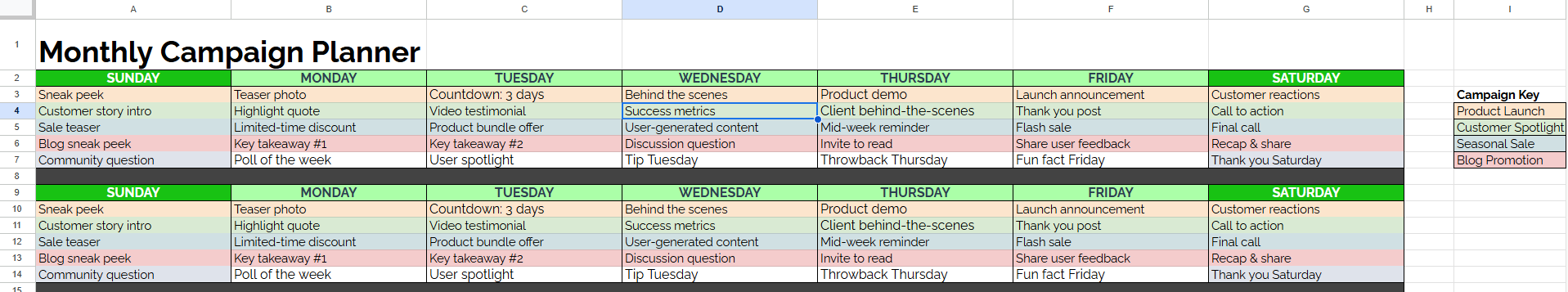 Monthly Campaign Planner